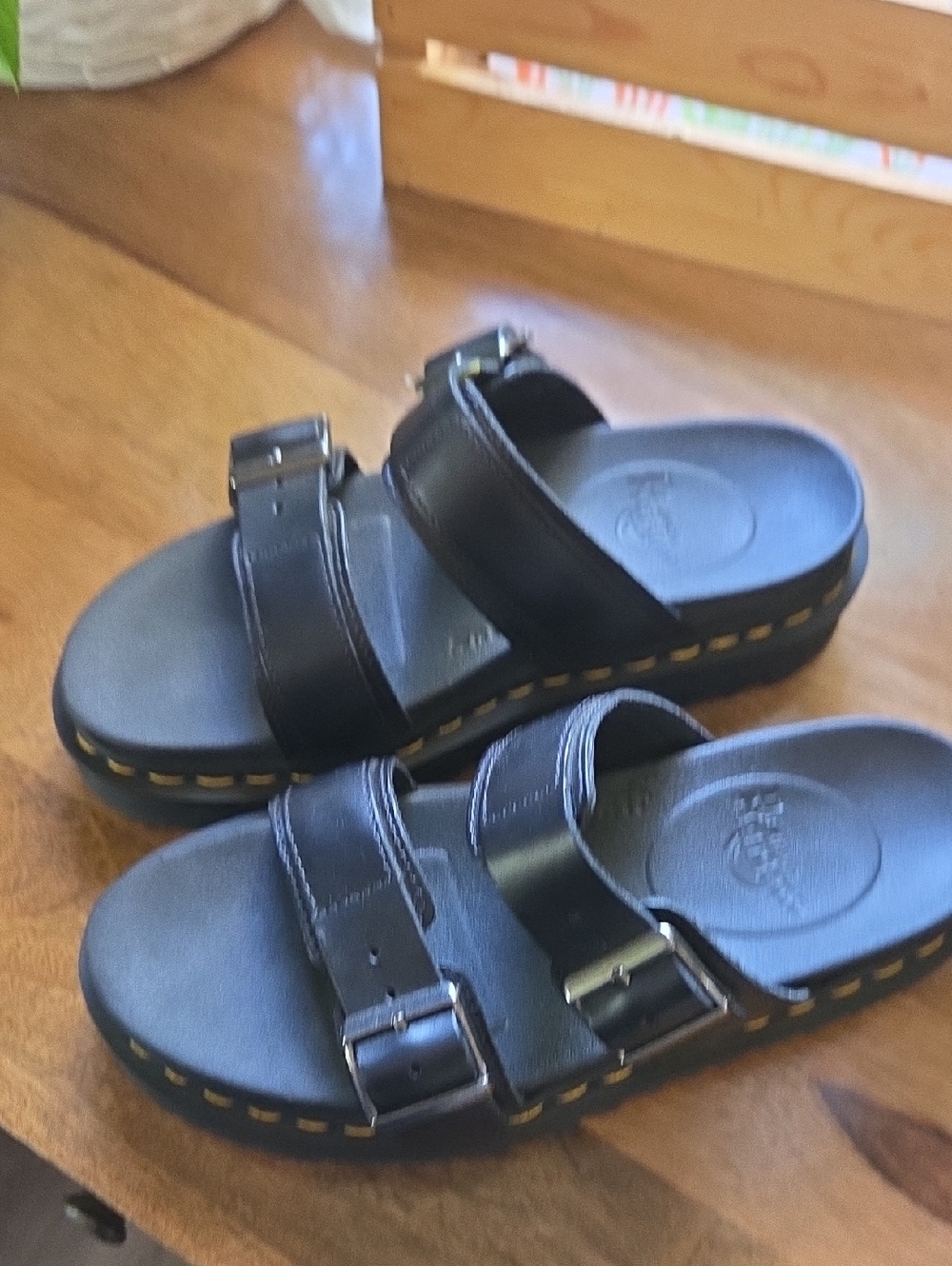 Dr. Martens Black Double Buckle Slide Sandals for Kids